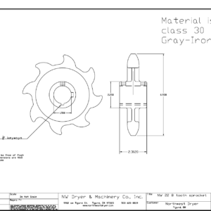 NW 22D — 8T Hook Tooth Dryer Sprocket, 1-1/2″ Bore
