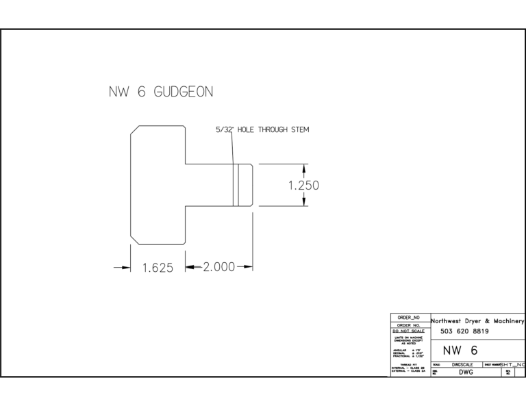 NW-6 gudgeon dimension drawing